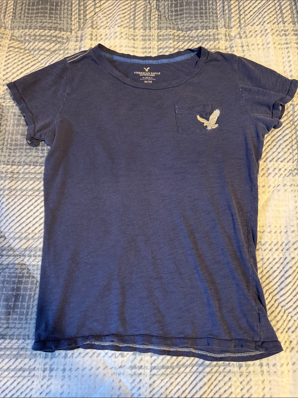 Ladies American Eagle Outfitters Navy Short Sleeve Pocket Tee